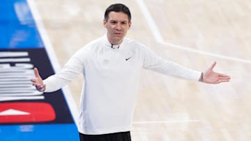 Jun 22, 2025; Oklahoma City, Oklahoma, USA; Oklahoma City Thunder head coach Mark Daigneault reacts during the second half of game seven of the 2025 NBA Finals against the Indiana Pacers at Paycom Center. Mandatory Credit: Alonzo Adams-Imagn Images