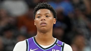 Oct 10, 2025; San Antonio, Texas, USA; Utah Jazz guard Ace Bailey (19) during the first half against the San Antonio Spurs at Frost Bank Center. Mandatory Credit: Scott Wachter-Imagn Images