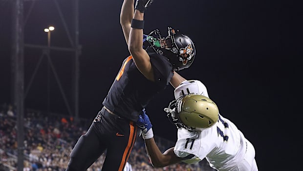 Hoban's Elbert Hill IV breaks up a pass in the end zone intended for Massillon receiver Braylyn Toles in the first half of th