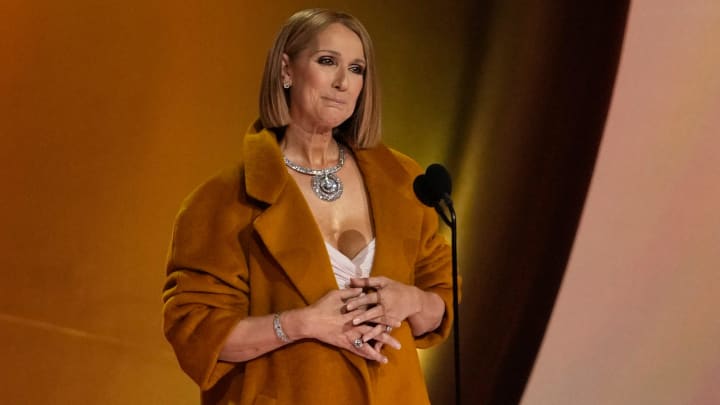 Celine Dion appeared at Sunday's Grammys to present the award for album of the year.