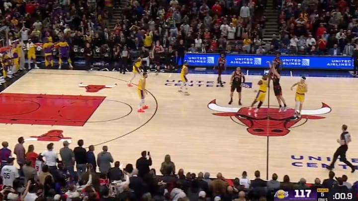 Chicago Bulls guard Josh Giddey drains halfcourt buzzer-beater to beat the Los Angeles Lakers. Chicago Bulls guard Josh Giddey drains halfcourt buzzer-beater to beat the Los Angeles Lakers.