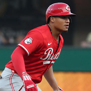 Aug 9, 2025; Pittsburgh, Pennsylvania, USA;  Cincinnati Reds right fielder Noelvi Marte (16) takes a lead off of second base against the Pittsburgh Pirates during the fourth inning at PNC Park. Mandatory Credit: Charles LeClaire-Imagn Images