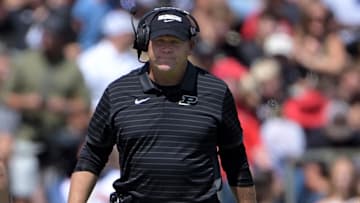 Purdue Boilermakers head coach Barry Odom walks on the sidelines