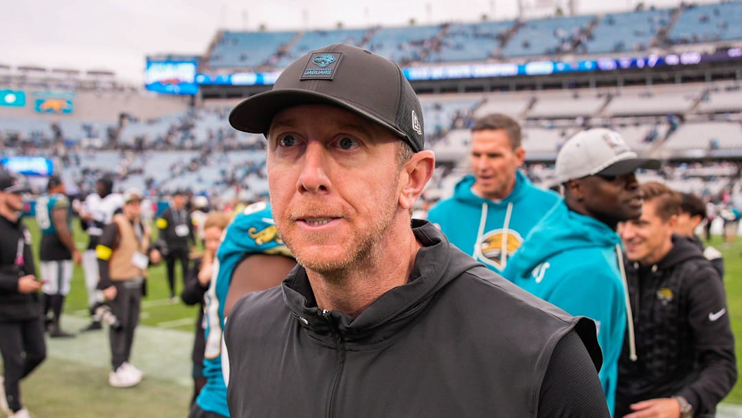 Jacksonville Jaguars head coach Liam Coen exits the field after the game at EverBank Stadium, Sunday, Jan. 4, 2026, in Jacksonville, Fla. The Jaguars defeated the Titans 41-7 [Doug Engle/Florida Times-Union]