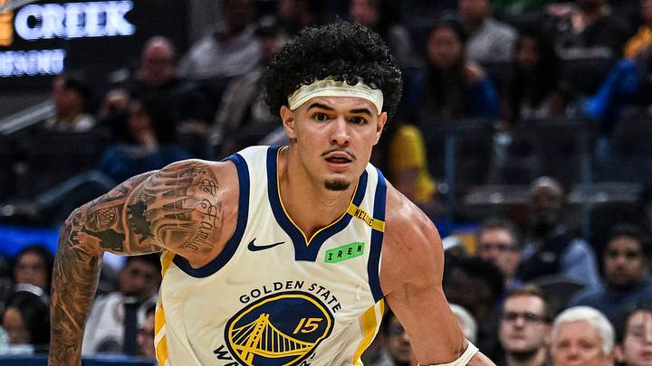 Oct 10, 2026; San Francisco, California, USA;  Golden State Warriors forward Gui Santos (15) dribbles the ball during the fourth quarter against the Sacramento Kings at Chase Center.  Mandatory Credit: Justine Willard-Imagn Images