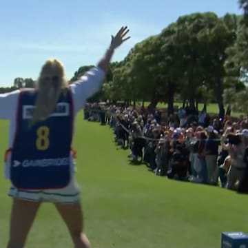 Sophie Cunningham hit a tee shot into the gallery while caddying a pro-am.