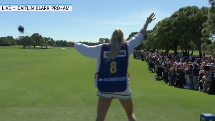 Sophie Cunningham hit a tee shot into the gallery while caddying a pro-am.