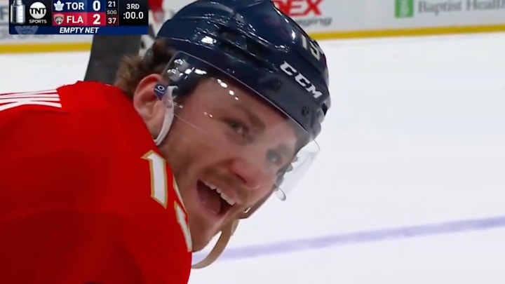 Matthew Tkachuk had some words of warning for the Toronto bench at the end of Game 4. Matthew Tkachuk had some words of warning for the Toronto bench at the end of Game 4.