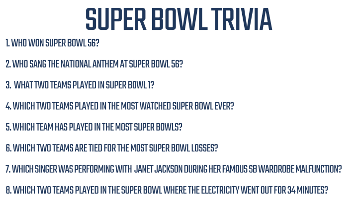 Free printable Super Bowl 57 trivia cards for Chiefs-Eagles in 2023. Free printable Super Bowl 57 trivia cards for Chiefs-Eagles in 2023.