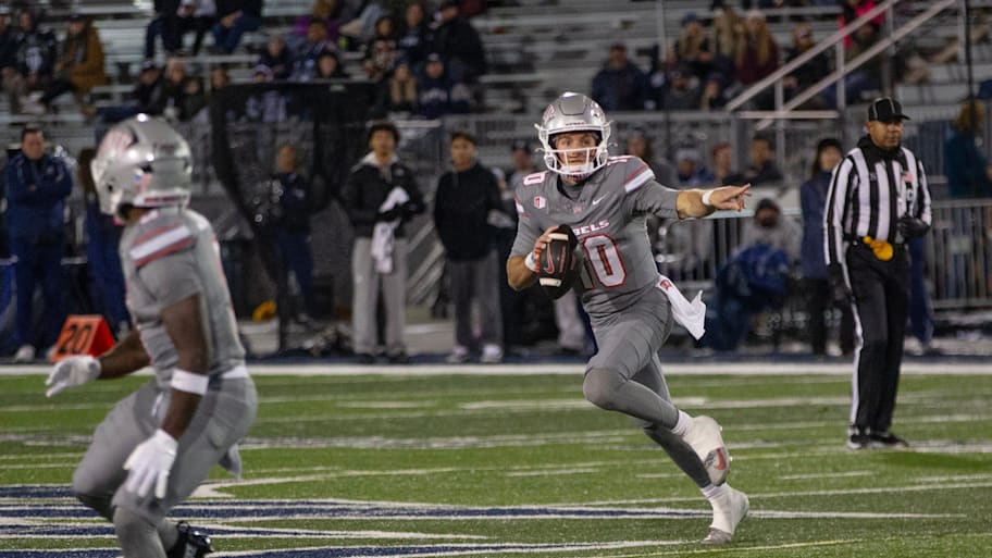UNLV quarterback Anthony Colandrea looks to throw against Nevada.