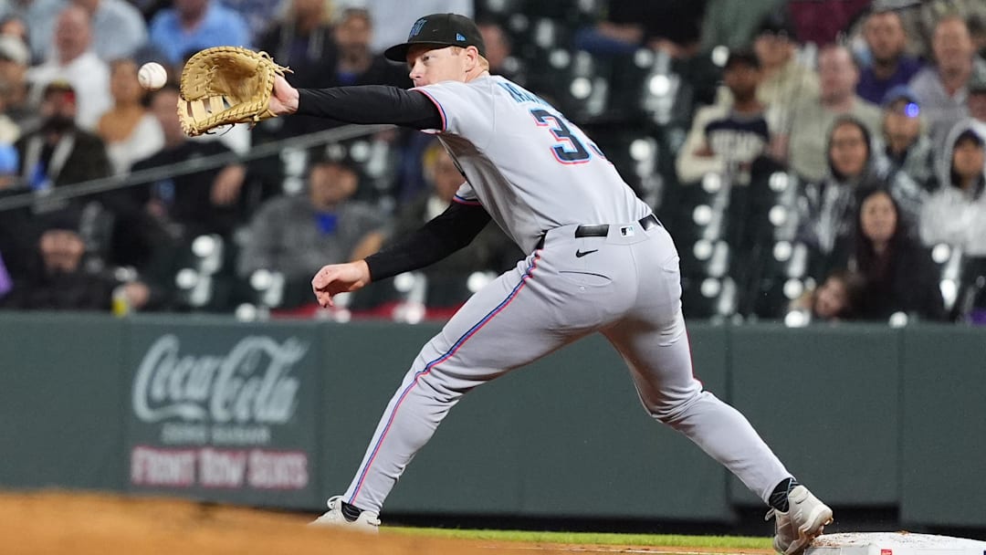 Miami Marlins first baseman Eric Wagaman