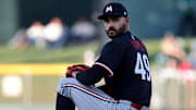 Jun 3, 2025; West Sacramento, California, USA; Minnesota Twins starting pitcher Pablo Lopez (49) throws a pitch against the Athletics during the first inning at Sutter Health Park. Mandatory Credit: Dennis Lee-Imagn Images