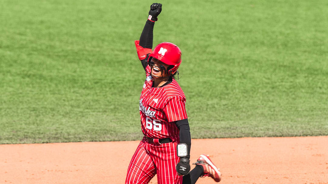 Katelyn Caneda started at second base against Michigan and hit two home runs on Saturday.