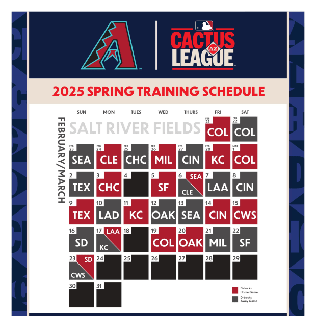 Arizona Diamondbacks Cactus League Schedule