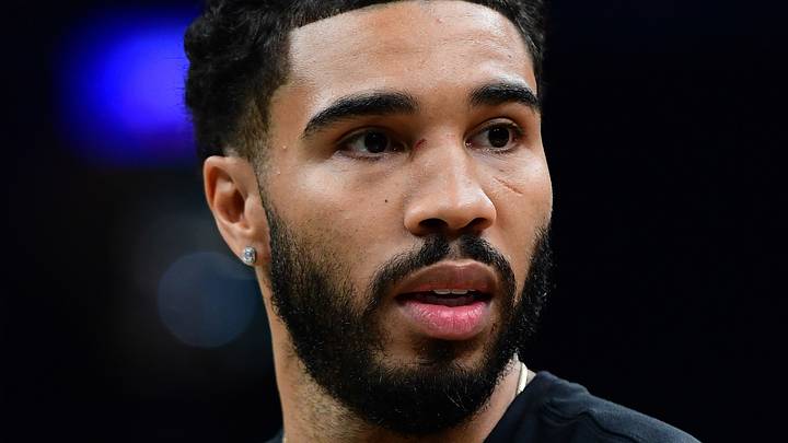 Oct 14, 2026; Boston, Massachusetts, USA;  Boston Celtics forward Jayson Tatum (0) during warmups prior to a game against the Charlotte Hornets at TD Garden. Mandatory Credit: Bob DeChiara-Imagn Images