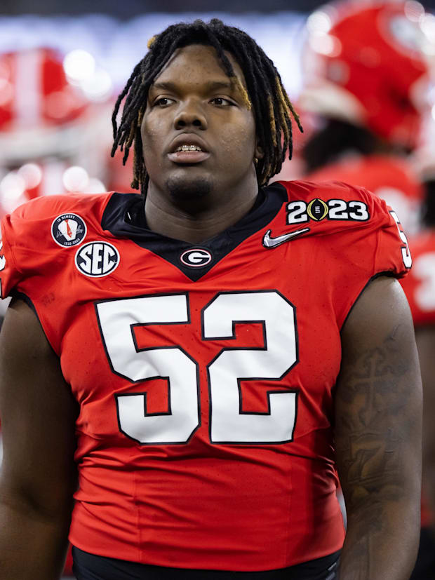Georgia Bulldogs defensive lineman Christen Miller (52) against the TCU Horned Frogs.
