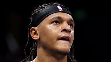Orlando Magic forward Paolo Banchero (5) looks on against the Atlanta Hawks in the third quarter at Kia Center. 