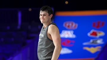 Nov 28, 2024;  Paradise Island, Bahamas, BHS; Davidson Wildcats forward Bobby Durkin (2) reacts against the Providence Friars during the second half at the Imperial Arena at the Atlantis Resort.  Mandatory Credit: Kevin Jairaj-Imagn Images