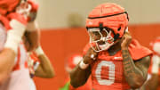 Clemson linebacker Barrett Carter (0) during the first day of Spring practice at the Poe Indoor Practice Facility at the Allen N. Reeves football complex in Clemson S.C. Wednesday, February 28, 2024.