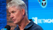 Tennessee Titans interim head coach Mike McCoy speaks to the media during his first press conference.