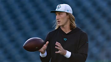 Nov 3, 2024; Philadelphia, Pennsylvania, USA;  Jacksonville Jaguars quarterback Trevor Lawrence (16) before action against the Philadelphia Eagles at Lincoln Financial Field. 