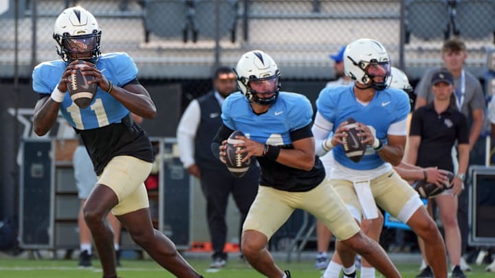 UCF Spring football practice at FBC Mortgage Stadium in Orlando, Friday, April 11, 2025.