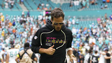 Oct 12, 2025; Miami Gardens, Florida, USA; Miami Dolphins head coach Mike McDaniel leaves the field at the end of a game against the Los Angeles Chargers at Hard Rock Stadium. Mandatory Credit: Rich Storry-Imagn Images