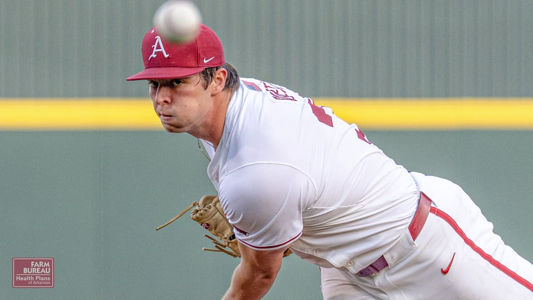 Arkansas Razorbacks pitcher Hunter Dietz against the Georgia Bulldogs.