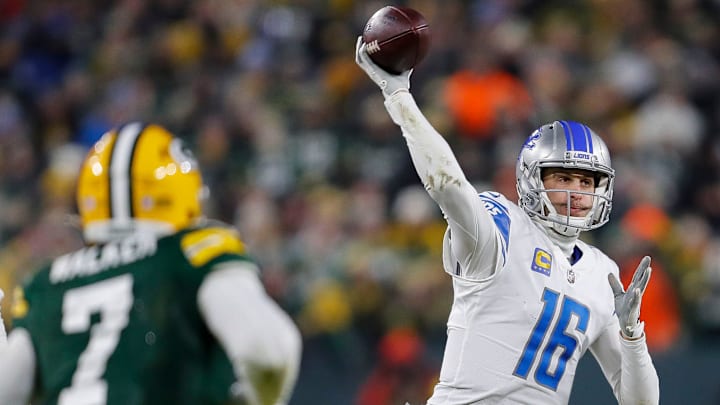 Jared Goff and the Detroit Lions will face the Green Bay Packers in a huge NFC North showdown on Sunday at Lambeau Field.