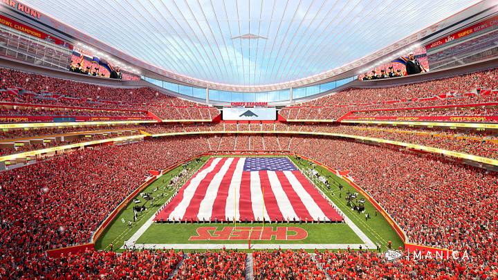 New Kansas City Chiefs stadium renderings, slated to open in 2031.