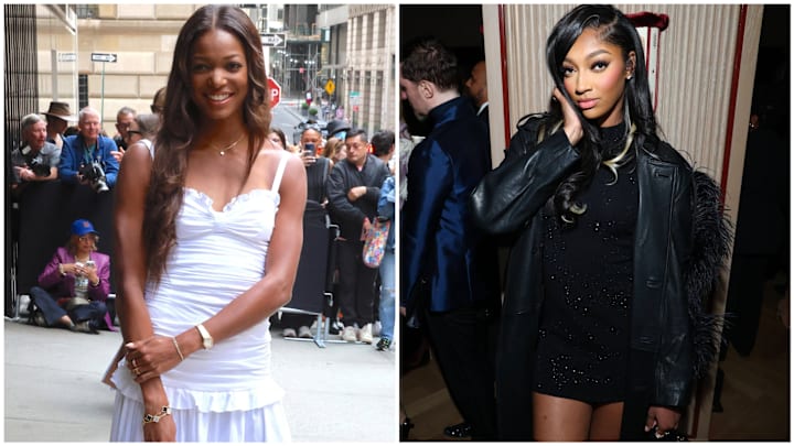 Gabby Thomas, Angel Reese link up, pose for epic pic in must-see fits