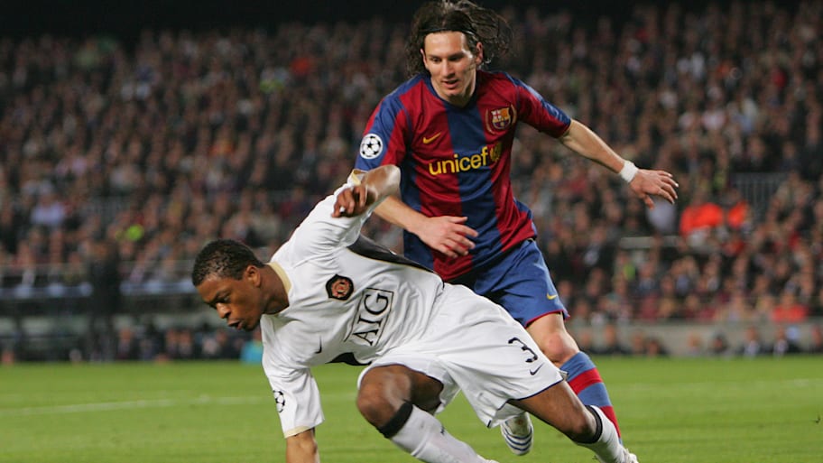 Patrice Evra (left) and Lionel Messi.