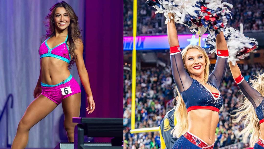 New England Patriots cheerleaders Jade Bucci (rookie) and Haley Schmich (captain).