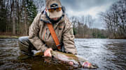 The first of three Great Lakes steelhead I caught on a rainy day just outside of Grand Rapids, Michigan.