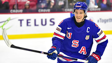 Ryan Leonard named MVP of the World Juniors Championship, securing Team USA's second straight gold medal. Mandatory credit: Ryan Leonard (Steven Ellis/The Nation Network)