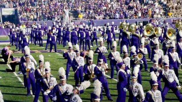 College Football Tour visits Bridgeforth Stadium in Harrisonburg, Virginia. 