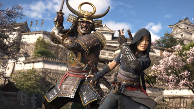 Yasuka and Naoe from Assassin's Creed Shadows, standing side by side