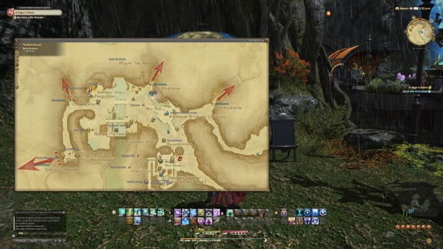 A map image showing where to find Black Rabbit Traders in FFXIV