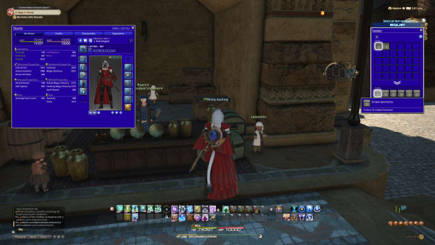 The FFXIV facewear equip screen and color customization options
