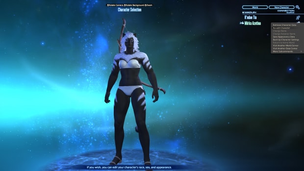 A menu image showing the option to re-edit a FFXIV character using Fantasia
