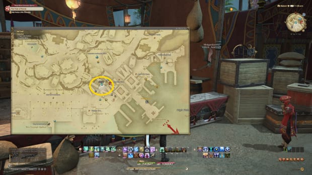 A map image showing where to find the Cherimoya vendor in FFXIV