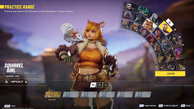 Squirrel Girl from the Marvel Rivals character selection screen