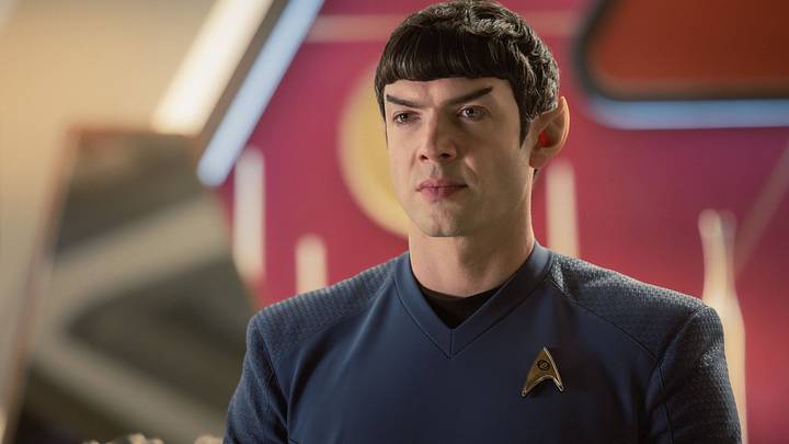 Ethan Peck as Spock in season 4, episode 5, of Star Trek: Strange New Worlds streaming on Paramount+, 2026.
