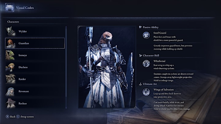 The abilities screen for Guardian in Elden Ring Nightreign
