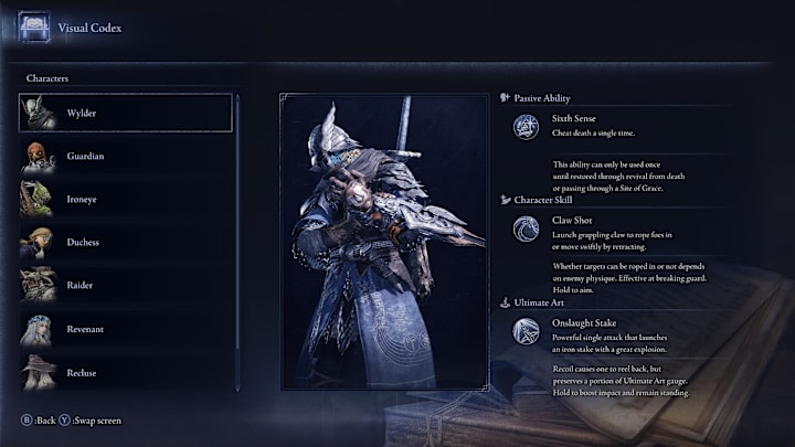 Wylder's abilities screen in Elden Ring Nightreign