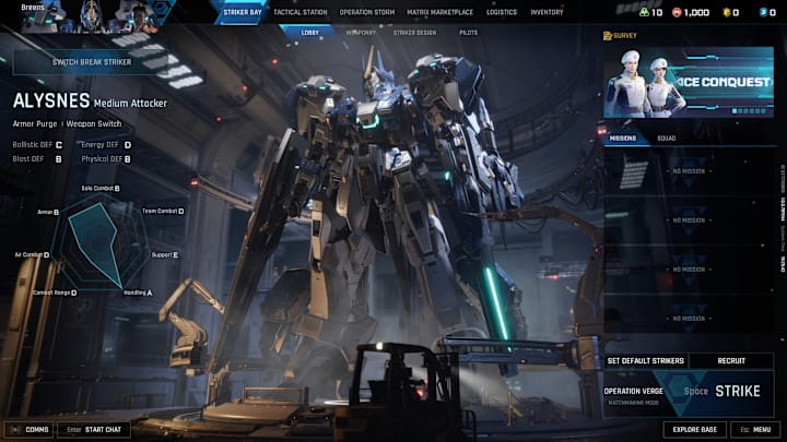 Mecha Break main menu