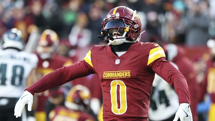 Washington Commanders cornerback Mike Sainristil reacts during game vs Philadelphia Eagles. | The Athletic