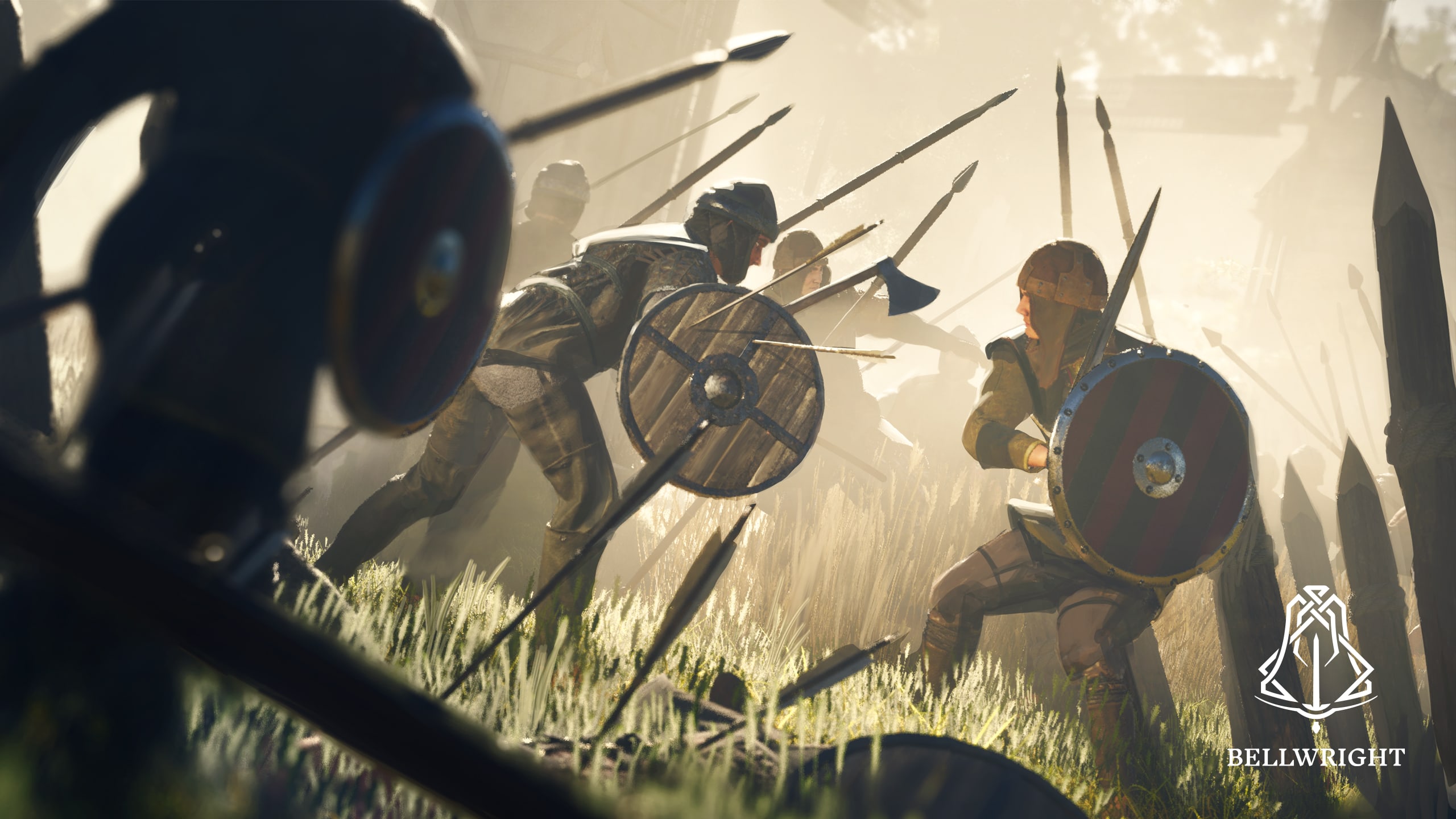 Artwork showing a medieval battle scene.