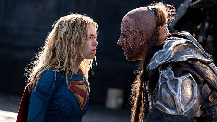 Milly Alcock as SUPERGIRL and Matthias Schoenaerts as KREM in DC Studios’ and Warner Bros. Pictures’ “SUPERGIRL”, a Warner Bros. Pictures release. 