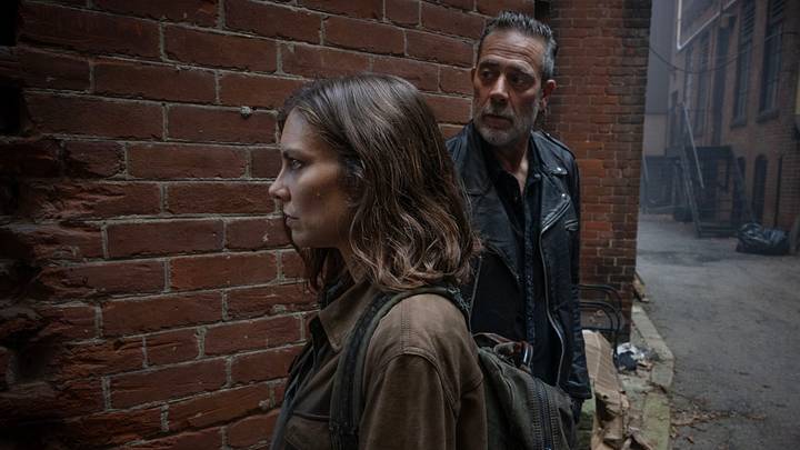 Lauren Cohan as Maggie Rhee, Jeffrey Dean Morgan as Negan in The Walking Dead: Dead City Season 3 Episode 1 - Photo credit: AMC